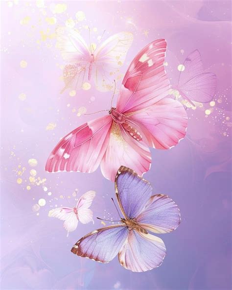 Light Purple Butterflies on Pink Background | Premium AI-generated vector