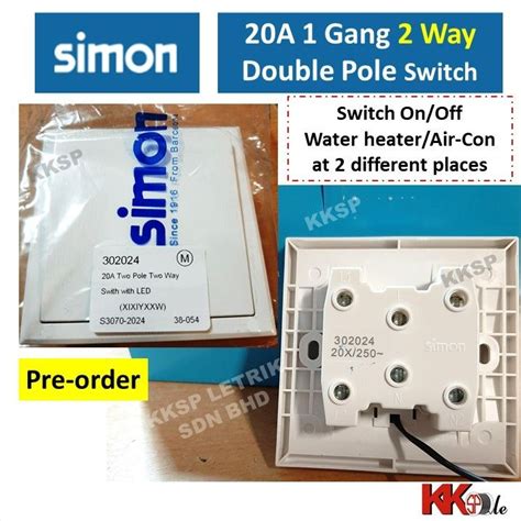 (SIRIM) Simon E3 Series 20A 1 Gang 1 Way Double Pole Switch 20A 1 Gang ...