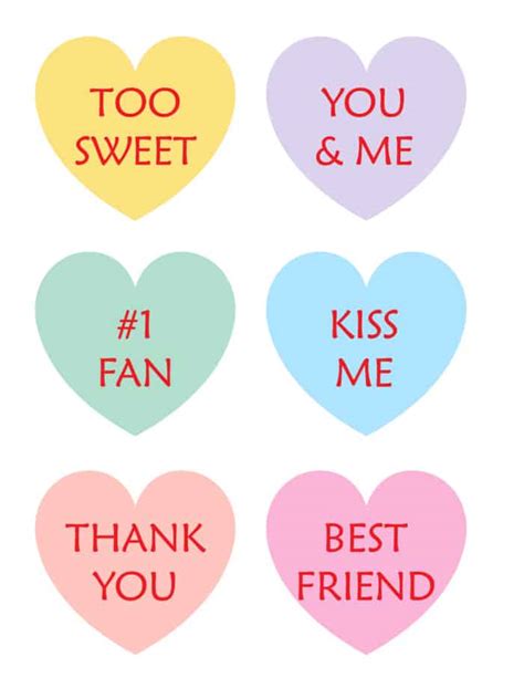 Printable Cut Out Conversation Hearts - Printable Word Searches