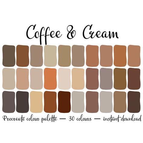 Coffee & Cream Colour Palette - Etsy