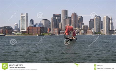 Boston Skyline, Inner Harbor Stock Image - Image of sailboat, boats ...