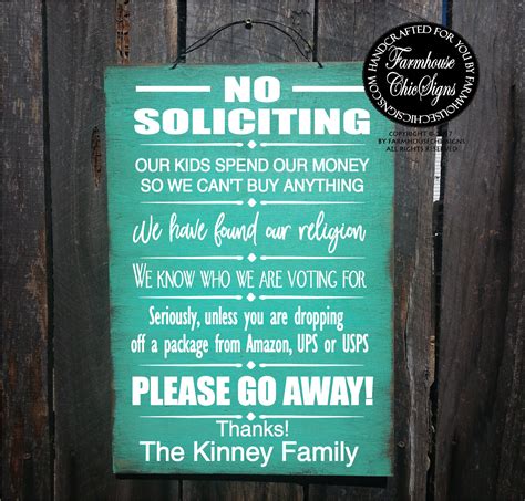 No soliciting sign personalized no soliciting no soliciting | Etsy