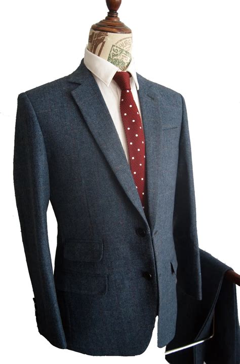 Airtailors Blue Tweed Tuxedos Wool Herringbone British Style Custom ...