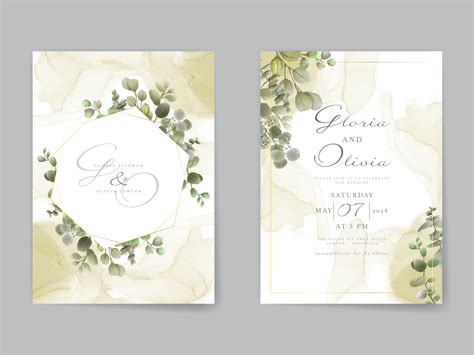 Watercolor Eucalyptus Wedding Invitation Graphic by Theresia Studio ...