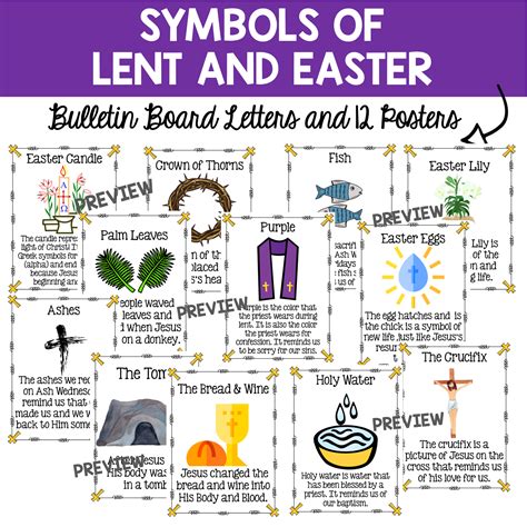 Christian Bulletin Board- The Symbols of Lent and Easter - Classful