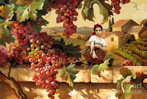 Young Tuscan Girl Grape Vineyard Painting by Tim Gilliland - Pixels