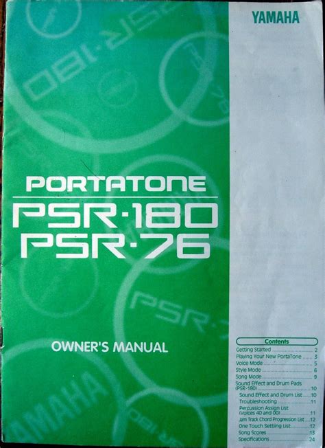 Yamaha PSR-180 PSR-76 Portatone Keyboard Original User's Owner's Manual ...