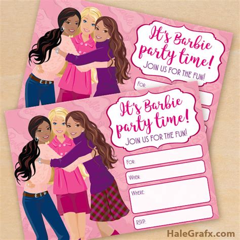 FREE Printable Barbie Birthday Party Invitation