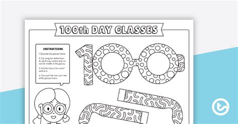 100 Days at School Glasses Template Teaching Resource | Teach Starter ...