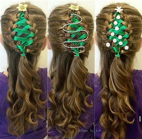 Corset Ribbon Braided Christmas Tree - Hairstyle Tutorial - AllDayChic