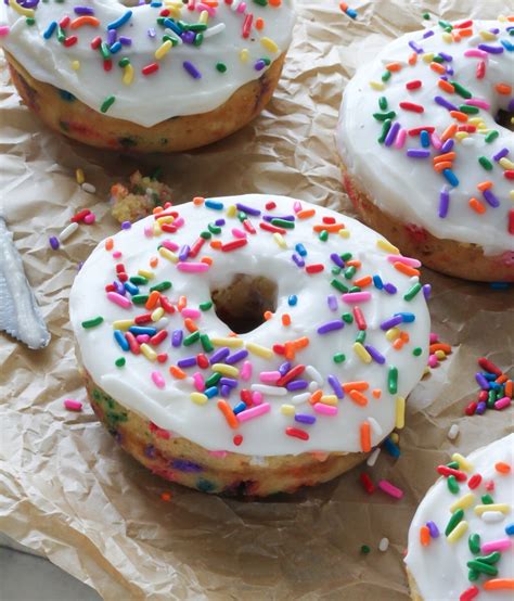 Vanilla Frosted Funfetti Donuts (Baked and Super Easy) - Baker by Nature