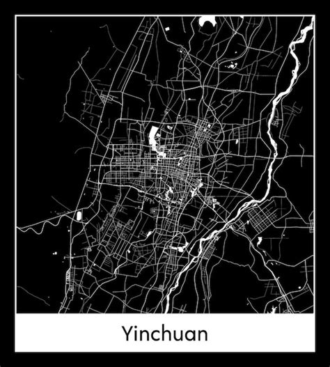 Premium Vector | Minimal city map of yinchuan (china, asia)