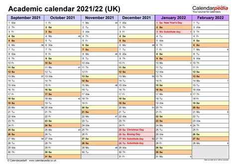 Academic calendars 2021/22 UK - free printable Word templates