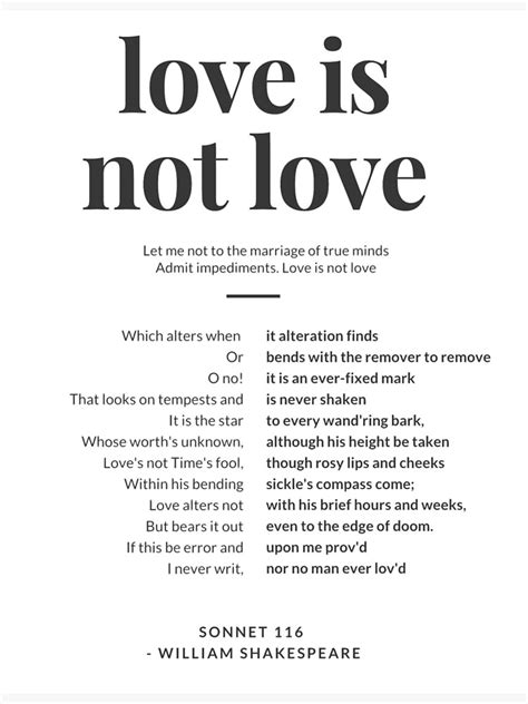 "Love is not love - Sonnet 116 - Shakespeare" Poster for Sale by ...