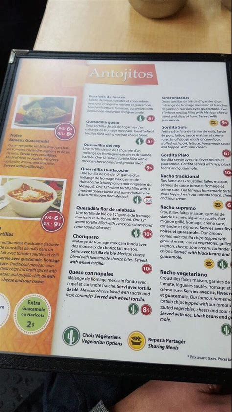 Menu at EL REY DEL TACO restaurant, Montréal, 232 Rue Jean-Talon E