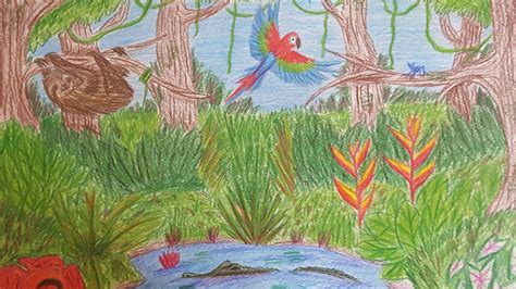 Rainforest drawing | Student art, Art projects, Drawings