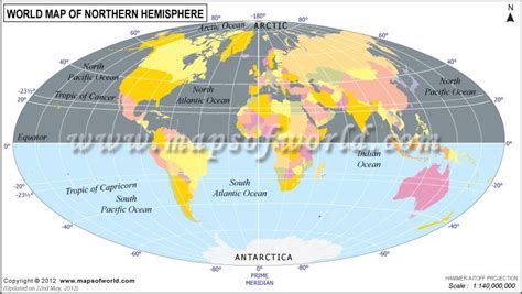 Northern Hemisphere Map | Map, World map, Hemisphere