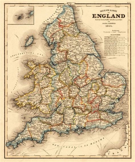 Items similar to England Map - United Kingdom Map - Antique Map of UK ...