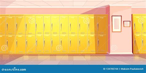 Vector School, College Corridor, Hallway With Lockers | CartoonDealer ...