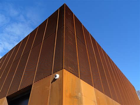 Corten Mesh facade Hebburn Community Hub | Cladding facade, Mesh facade ...