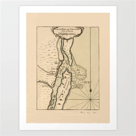 Map of St. Augustine 1762 Art Print by Vintage Maps & Prints | Society6