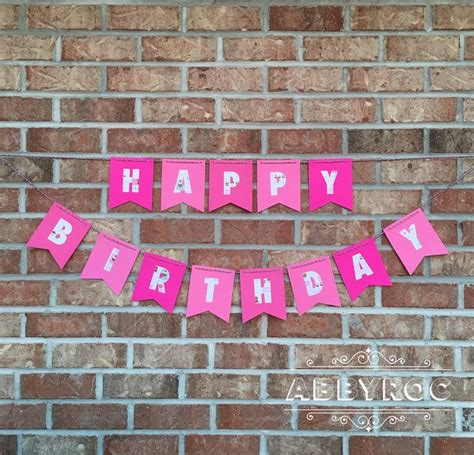 Pink Birthday Banner Pink Happy Birthday Banner for girl | Etsy | Pink ...