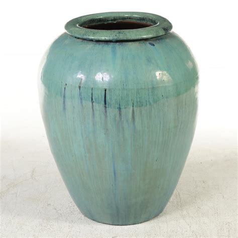 Large Blue Glazed Ceramic Floor Vases | EBTH