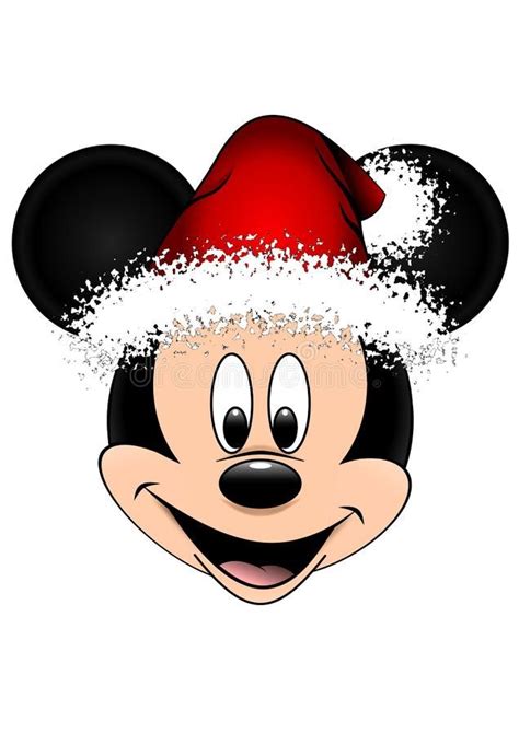 Disney vector illustration of mickey mouse with red christmas hat ...