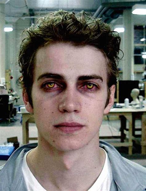 Hayden Christensen in the makeup chair, testing out the Dark Side eyes ...