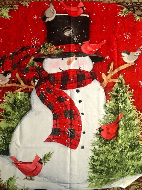 Christmas Snowman new Fabric panel by Susan Winget | Etsy | Fabric ...