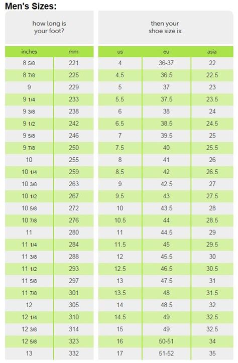 Crocs Printable Size Chart