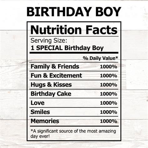 Buy Birthday Facts Nutrition Facts SVG DFX and PNG Birthday Boy Online ...