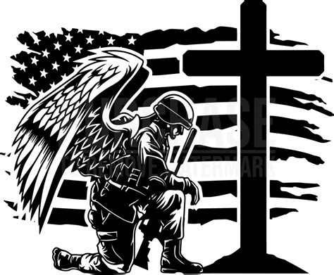 USA Soldier Kneeling At Cross SVG, Veteran SVG, American Soldier SVG ...