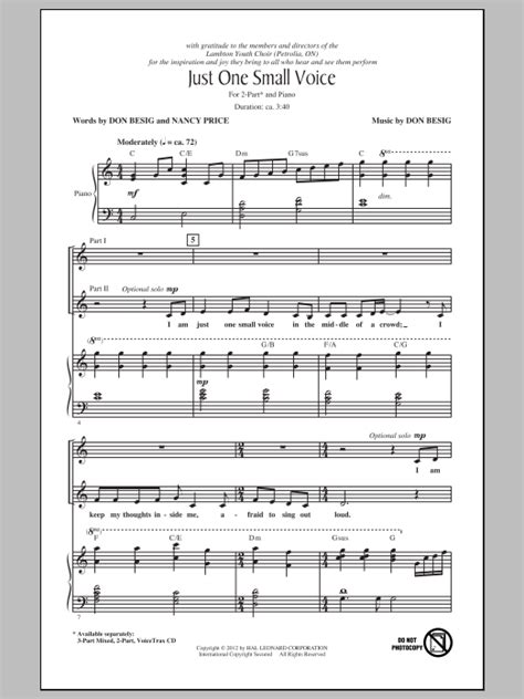 Just One Small Voice | Sheet Music Direct