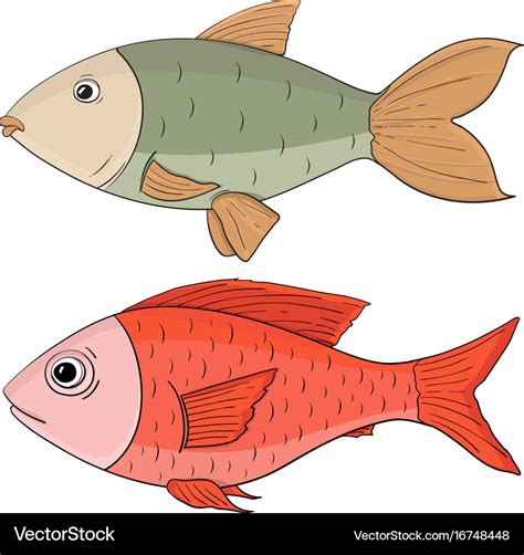 Fish colored hand drawing Royalty Free Vector Image