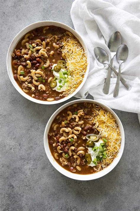 Cheesy Chili Macaroni Soup - The Salty Marshmallow