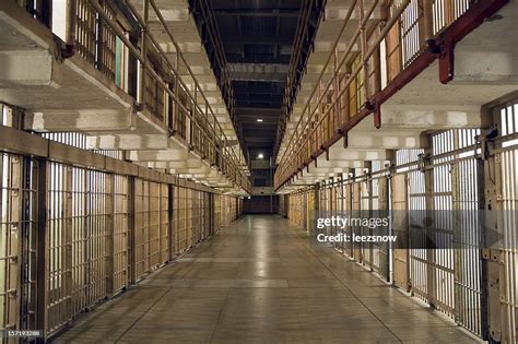 Inside Alcatraz Prison Row Of Bars And Cells High-Res Stock Photo ...