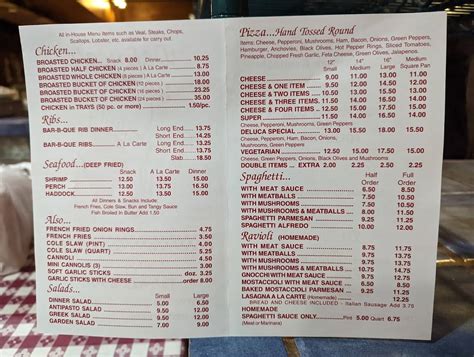 Menu at DeLuca's Restaurant, Westland, Warren Rd