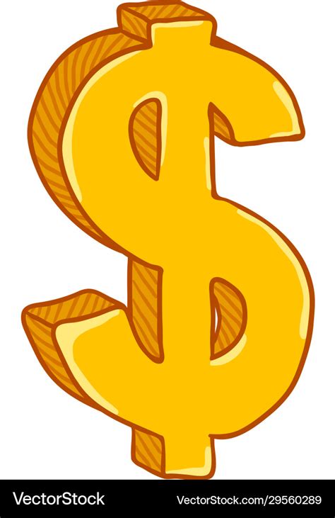 Cartoon gold currency sign us dollar symbol Vector Image