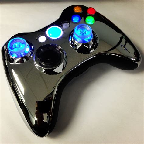 A custom modded Chrome Xbox 360 rapid fire controller with Blue LED ...