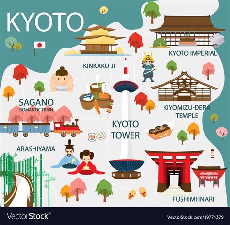 Map of kyoto attractions and Royalty Free Vector Image , #SPONSORED, # ...