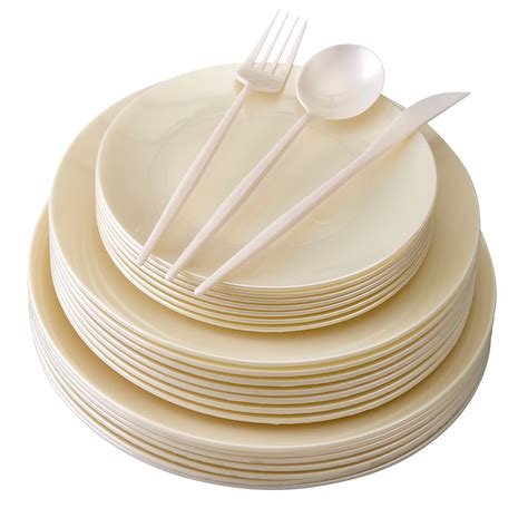 DISPOSABLE PLASTIC DINNERWARE SET | 156 pc | 20 Dinner Plates | 20 ...