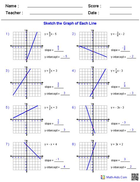 Pre-Algebra Worksheets | Linear Functions Worksheets