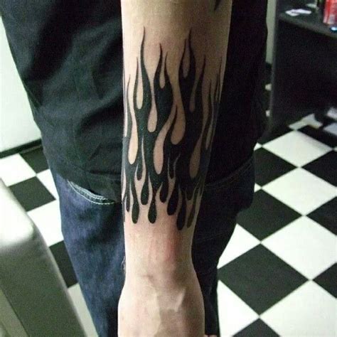 Black flames tattoo on arm Half Sleeve Tattoos Sketches, Skull Sleeve ...