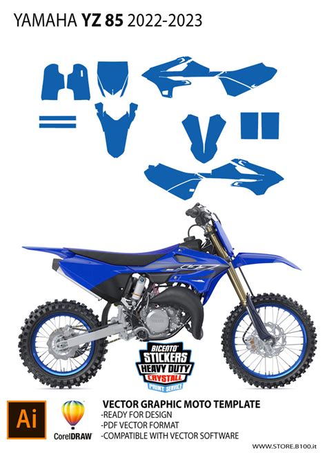 Graphics template YAMAHA YZ 85 2022-2023 | Yamaha offroad vector ...