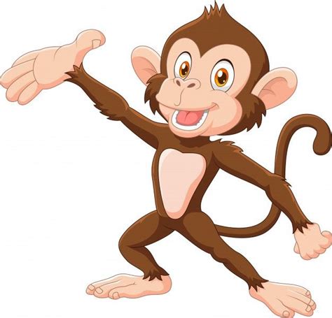 Cartoon Funny Monkey Presenting Isolated On White Background in 2020 ...