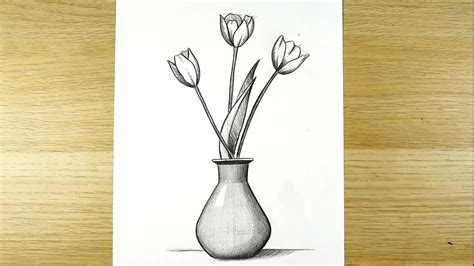 how to draw a flower | flower pot drawing | still life drawing | رسم ...