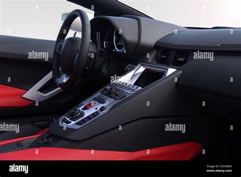 The interior of a luxury sports car Stock Photo - Alamy