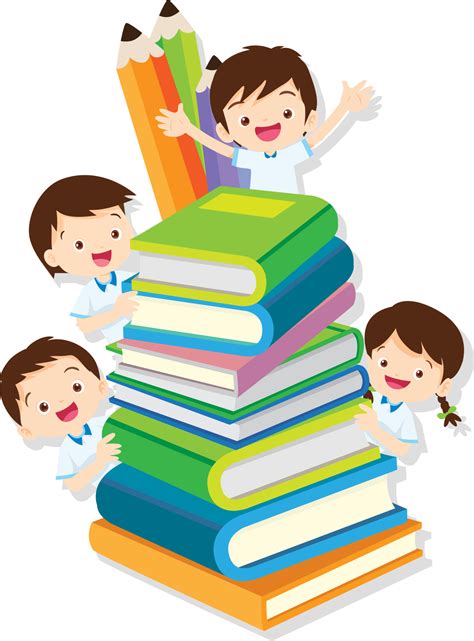 Back to school, happy Pupils children learning computer reading books ...