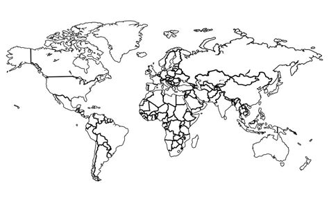 World Map Black And White Printable